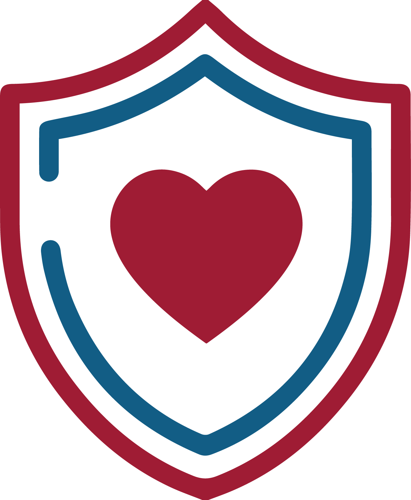 a shield with a heart inside