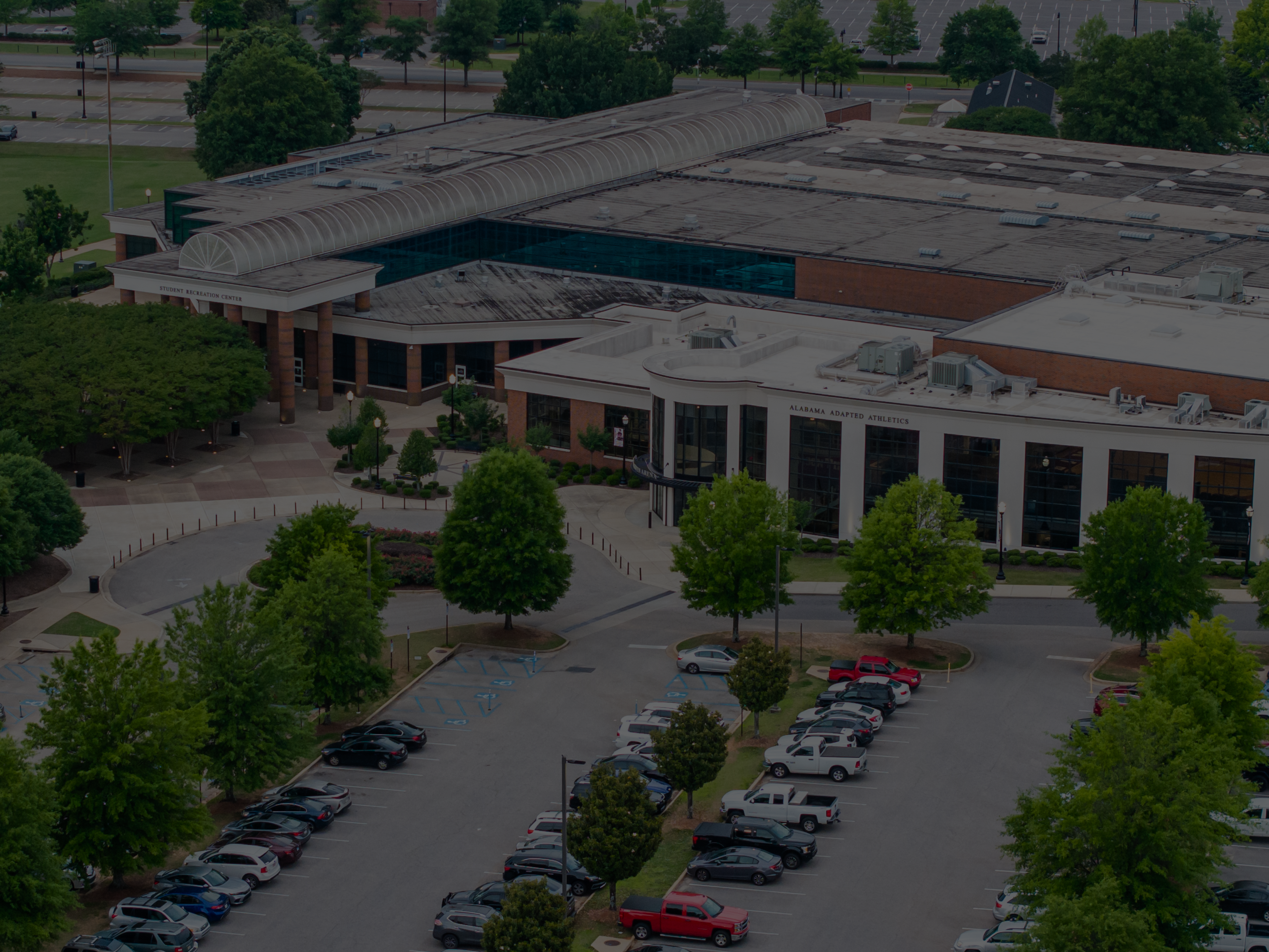 an aerial shot of the student recreation center