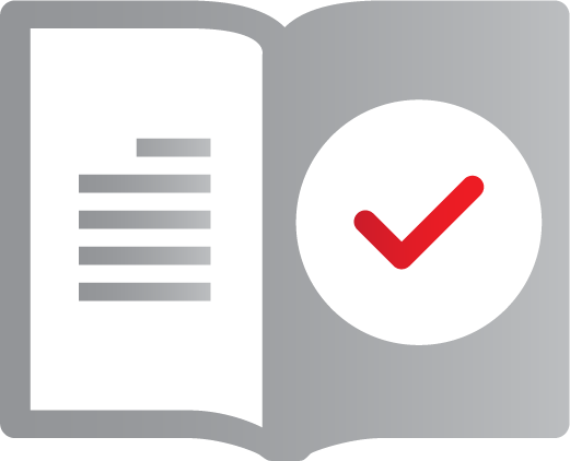logo for student conduct: a rulebook with a checkmark