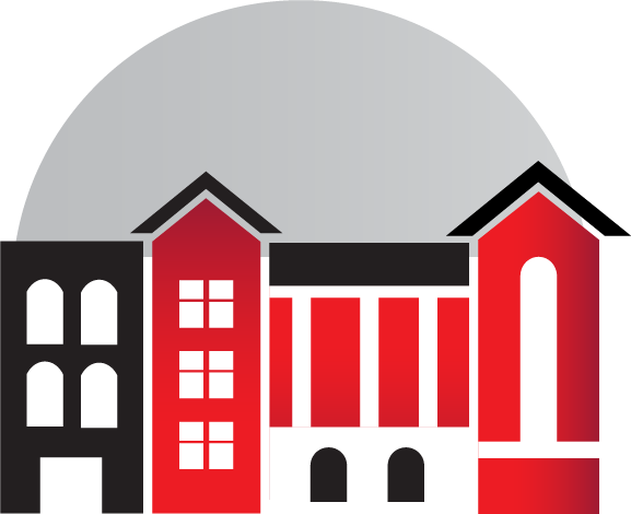 logo for housing and residential communities: four buildings in a row