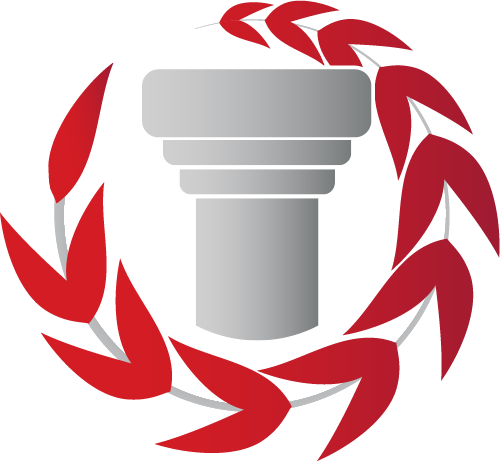 logo for the office of fraternity and sorority life: a grecian column with a laurel wreath wrapped around it