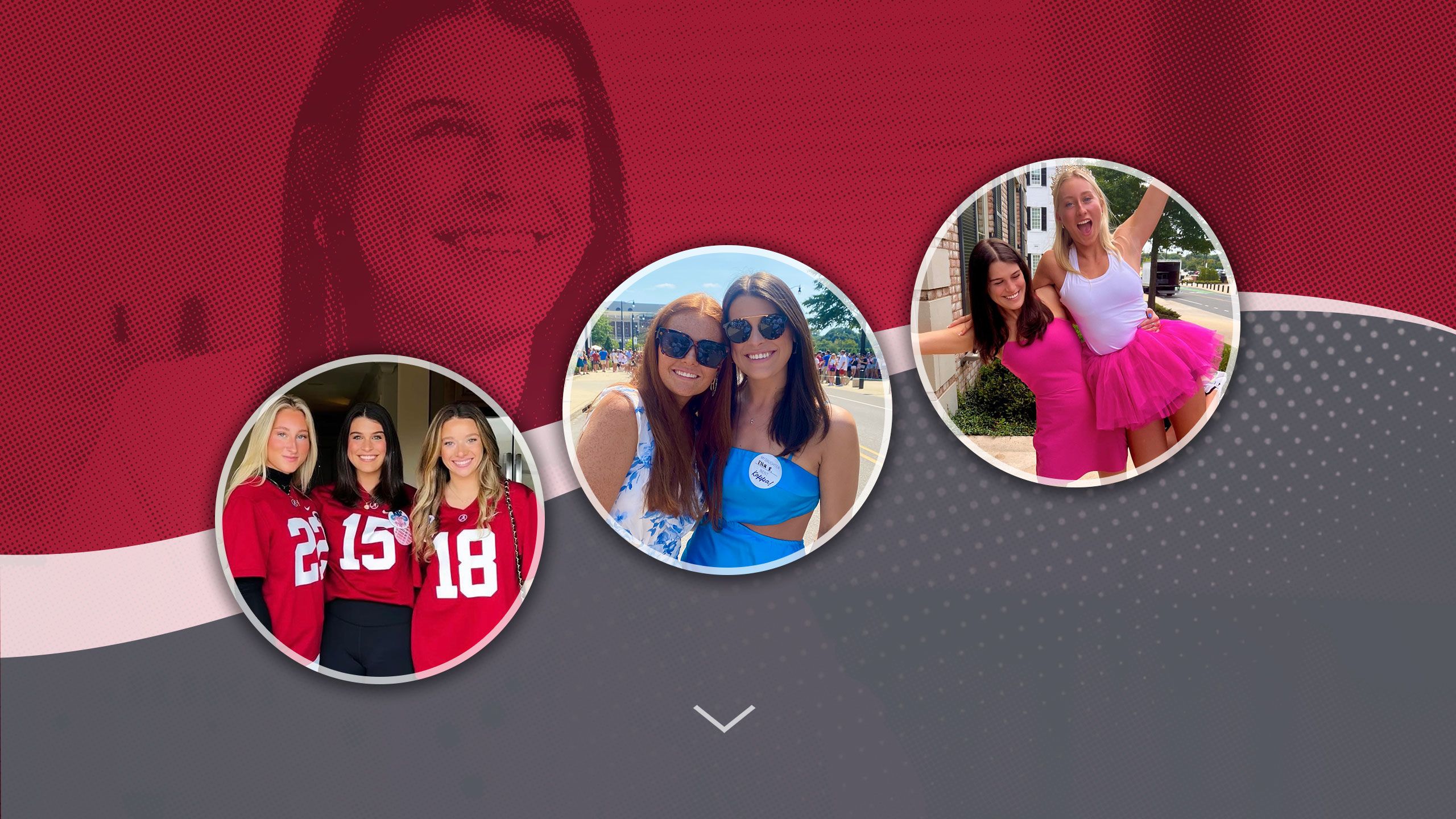 Laken Thompson poses with two friends in Alabama jerseys.