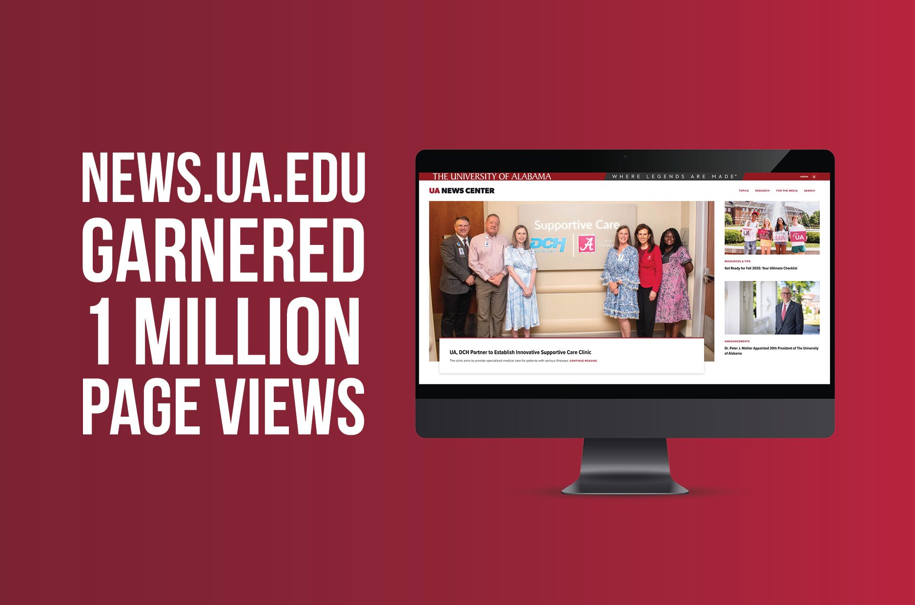 news.ua.edu garnered 1 million page views