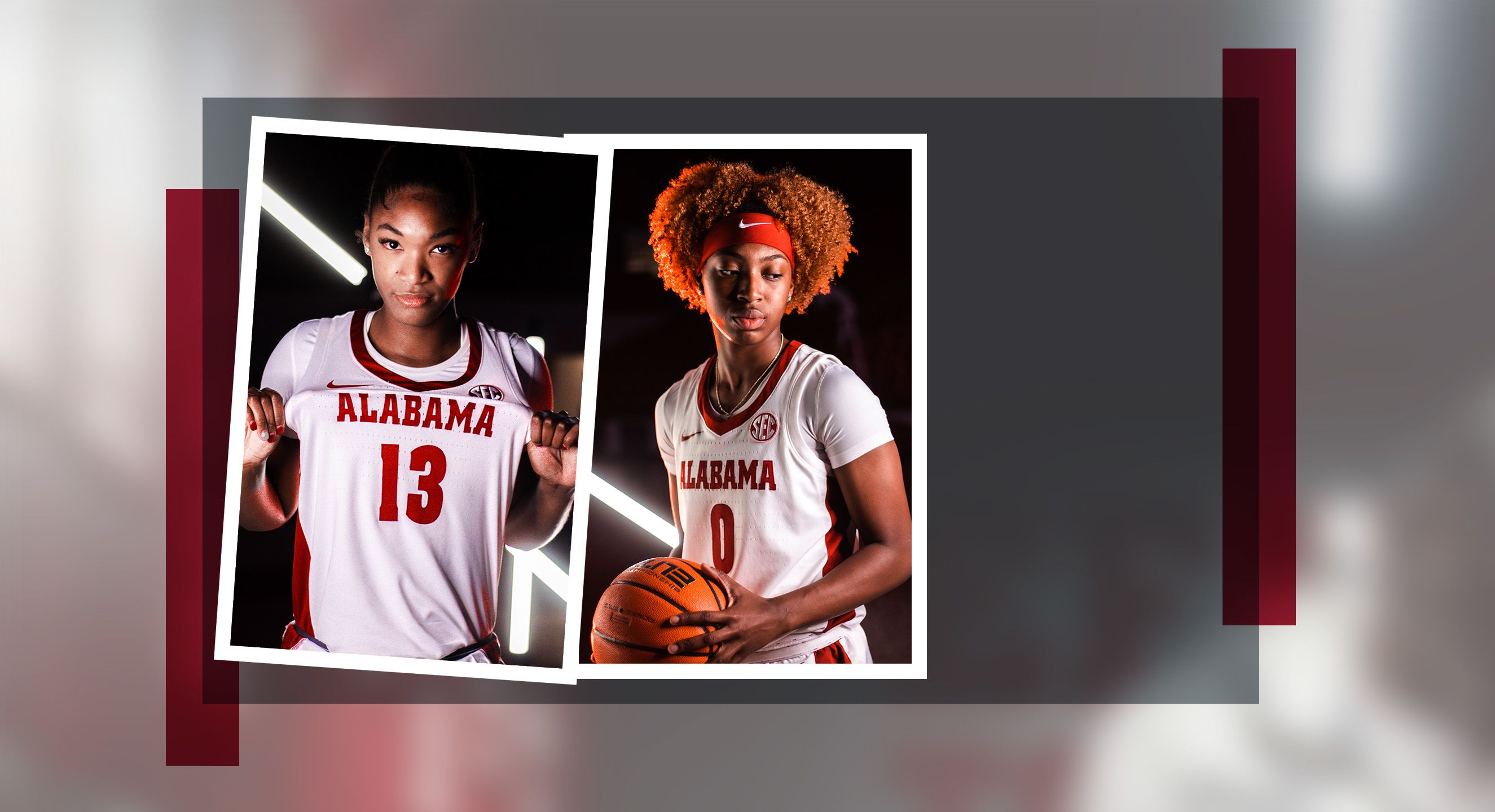 Two photos of female basketball players by Emily Henderson