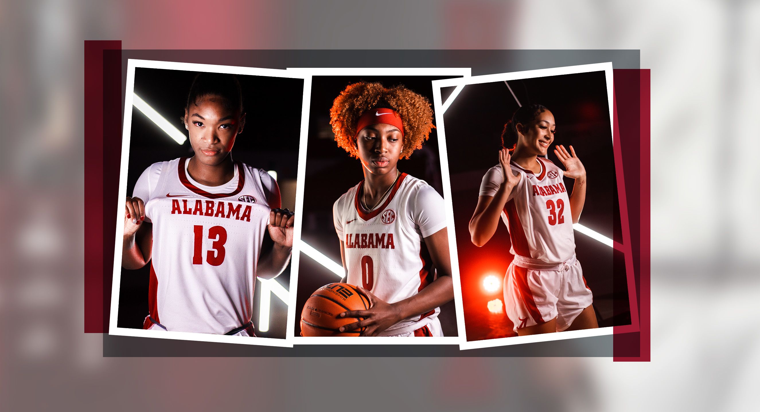 Three photos of female basketball players by Emily Henderson