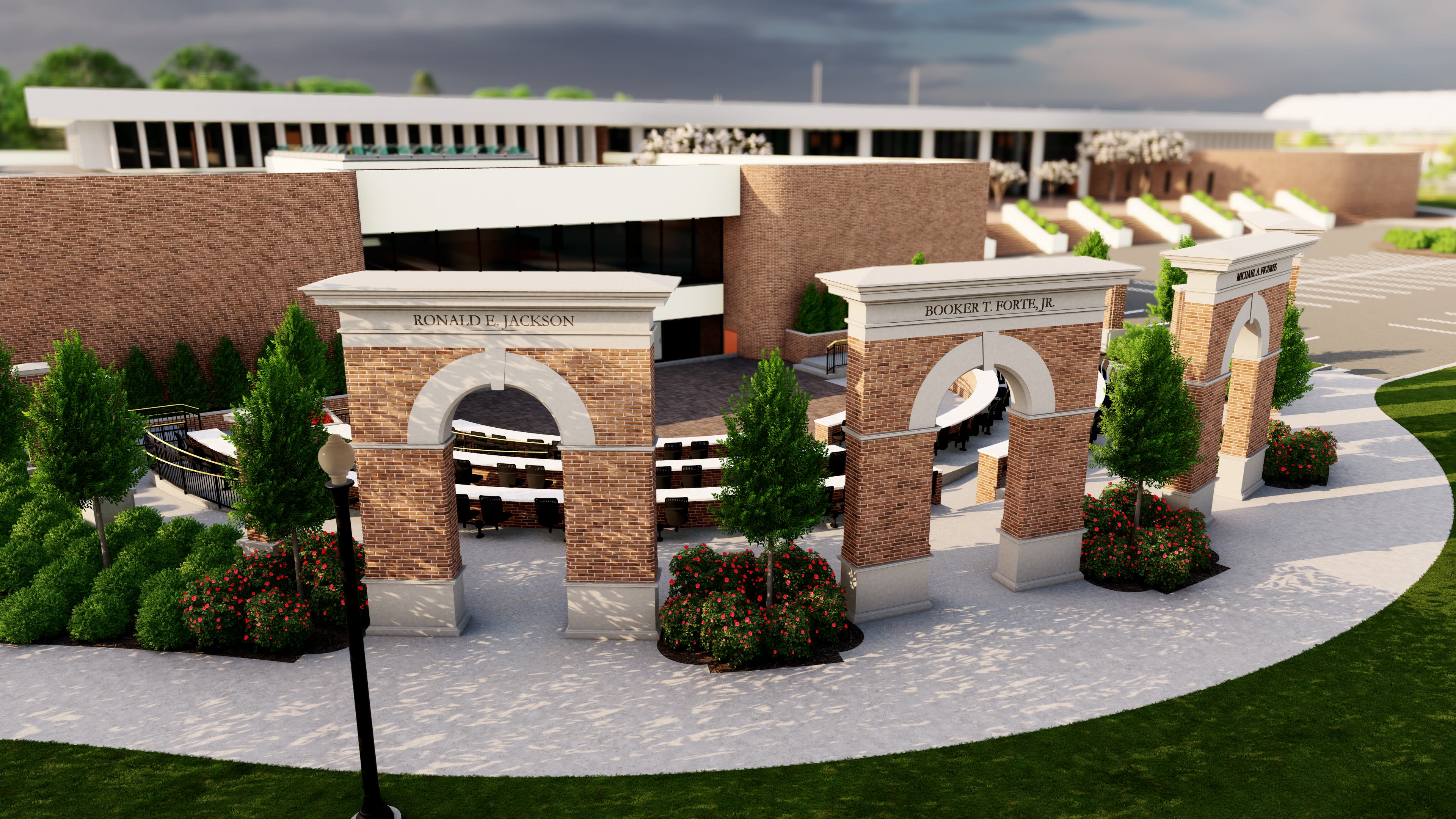 Rendering of the Path Makers Legacy Plaza at Alabama Law