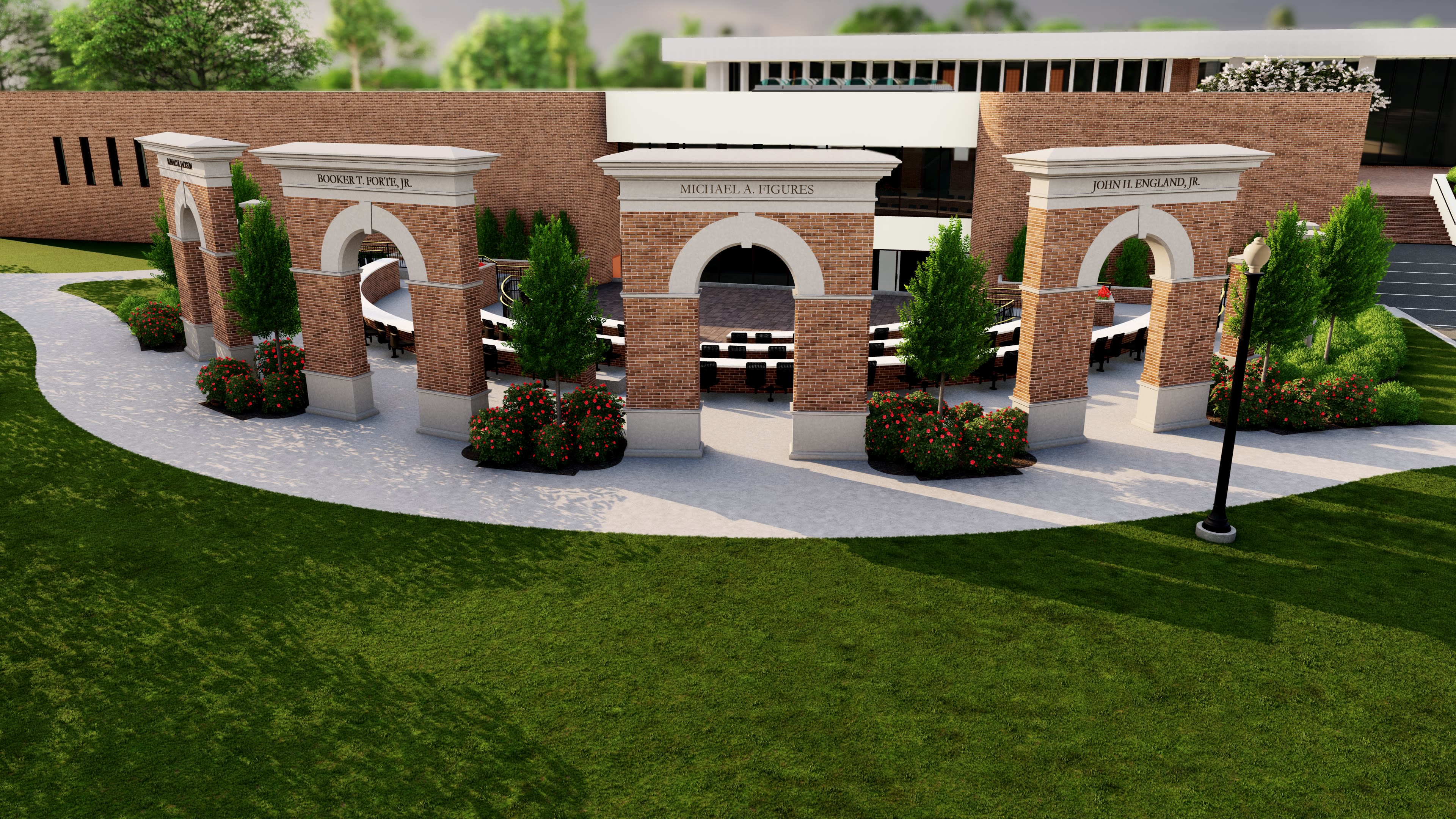 Rendering of the Path Makers Legacy Plaza at Alabama Law