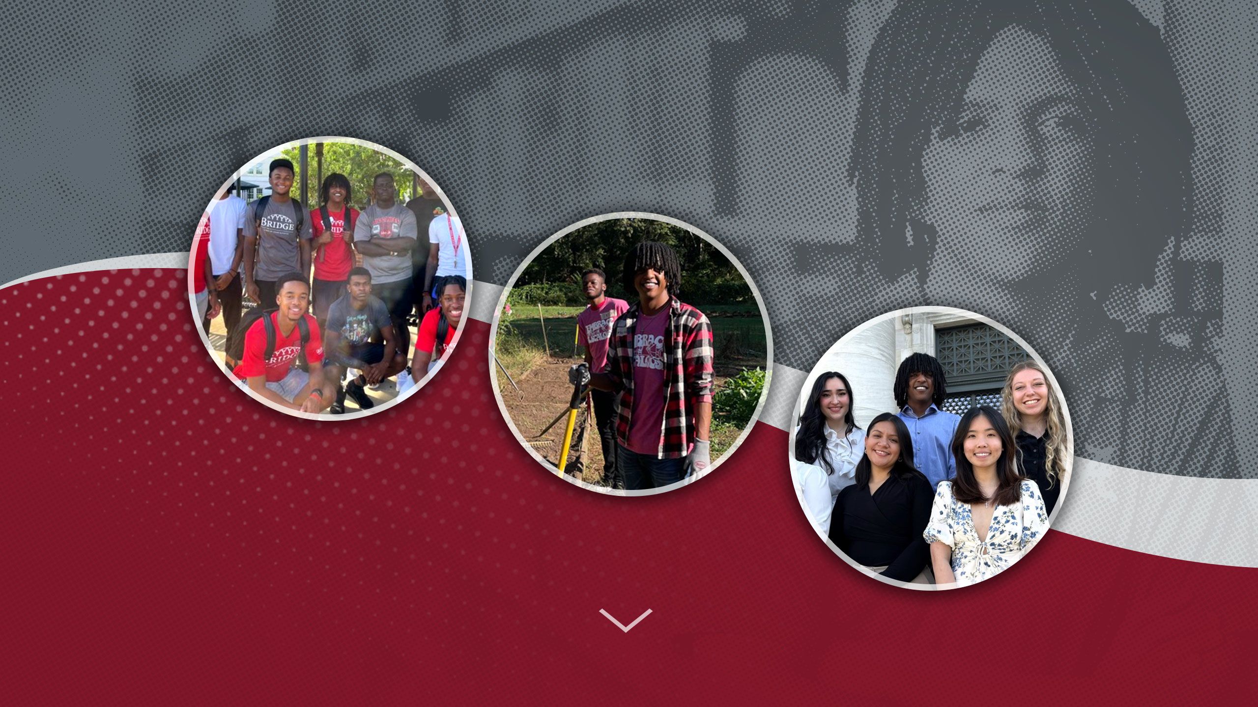 Yonathan Janka posing with a group of female students.