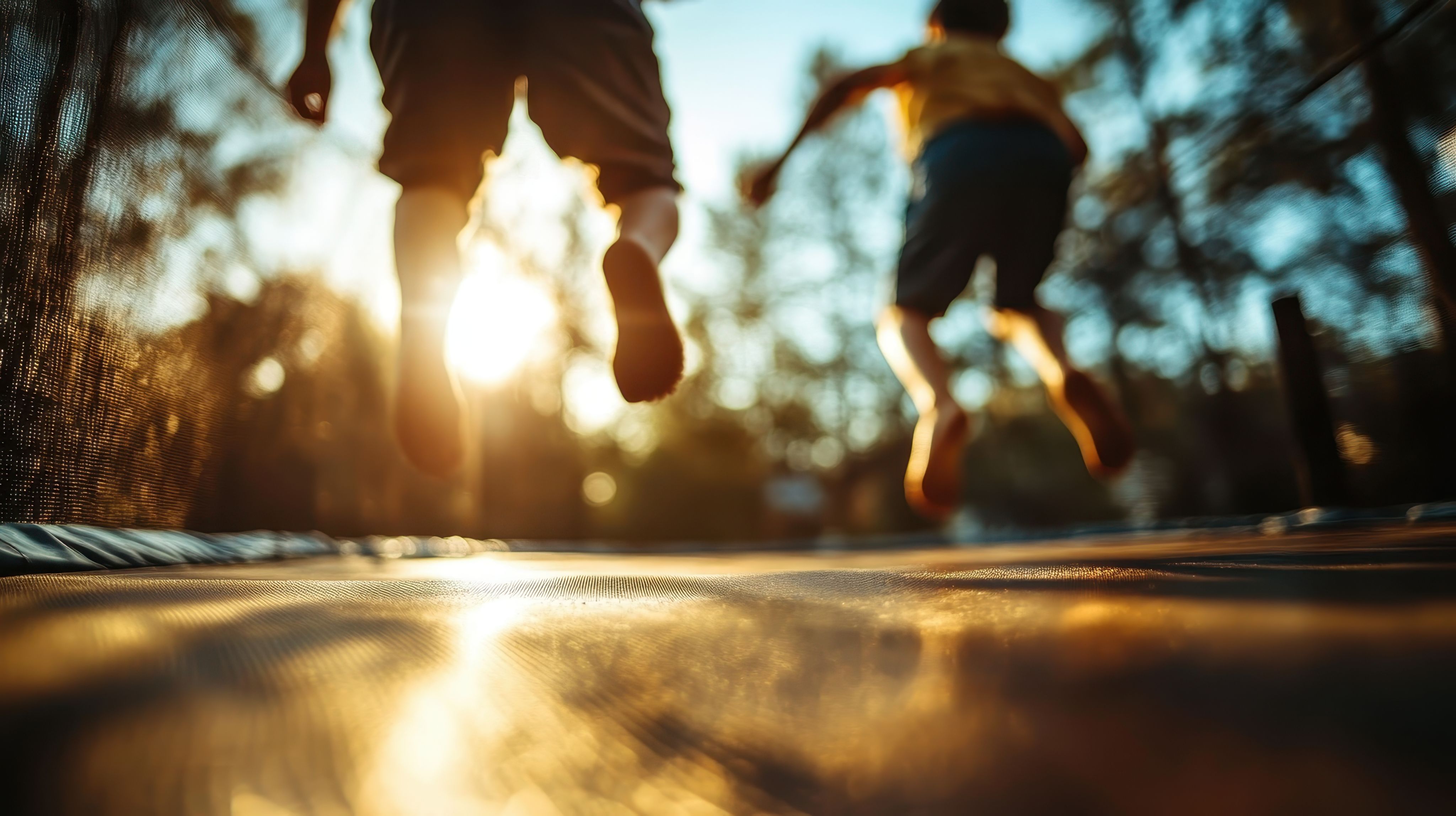 People jumping on a trampoline