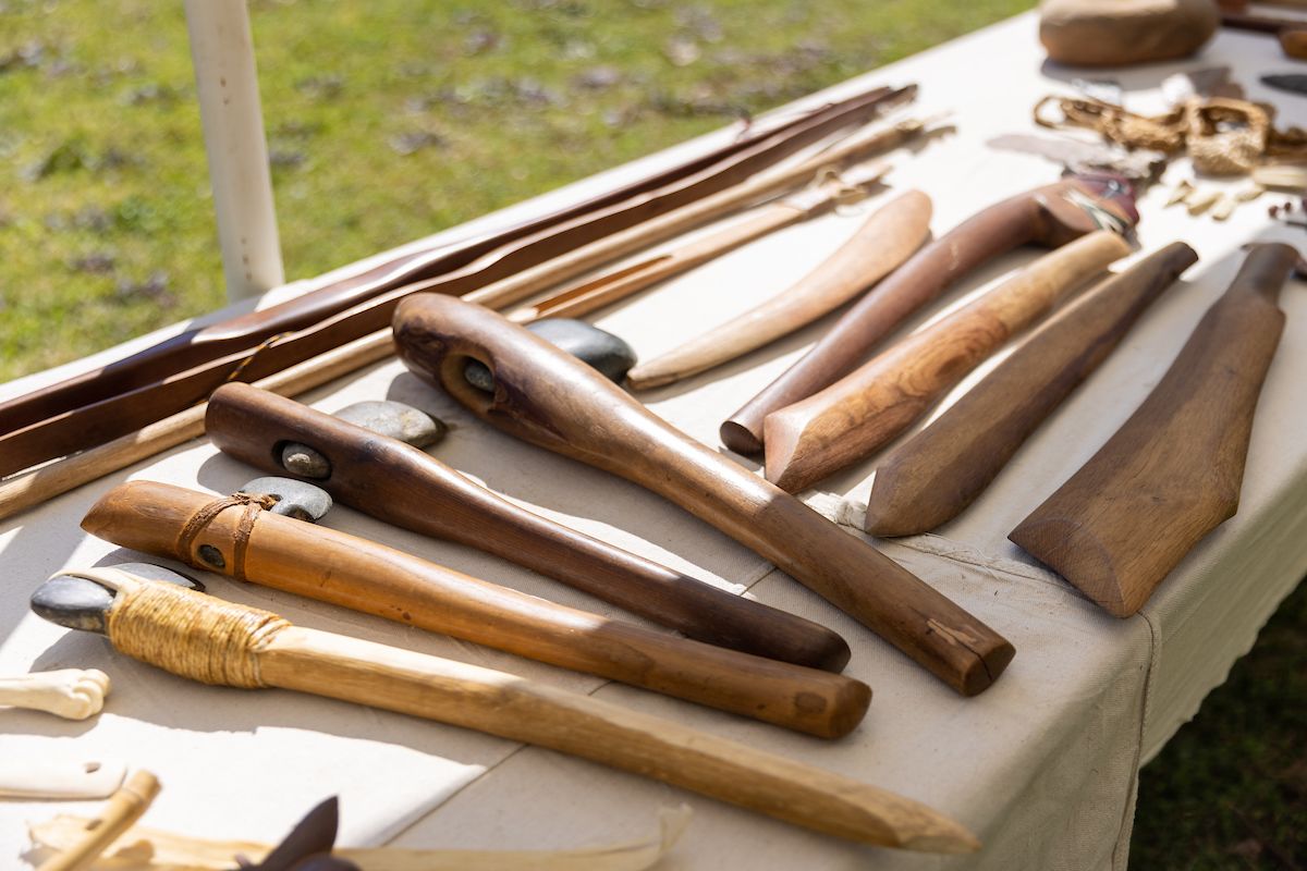 Items on display from a flintknapping demonstration held at Moundville.